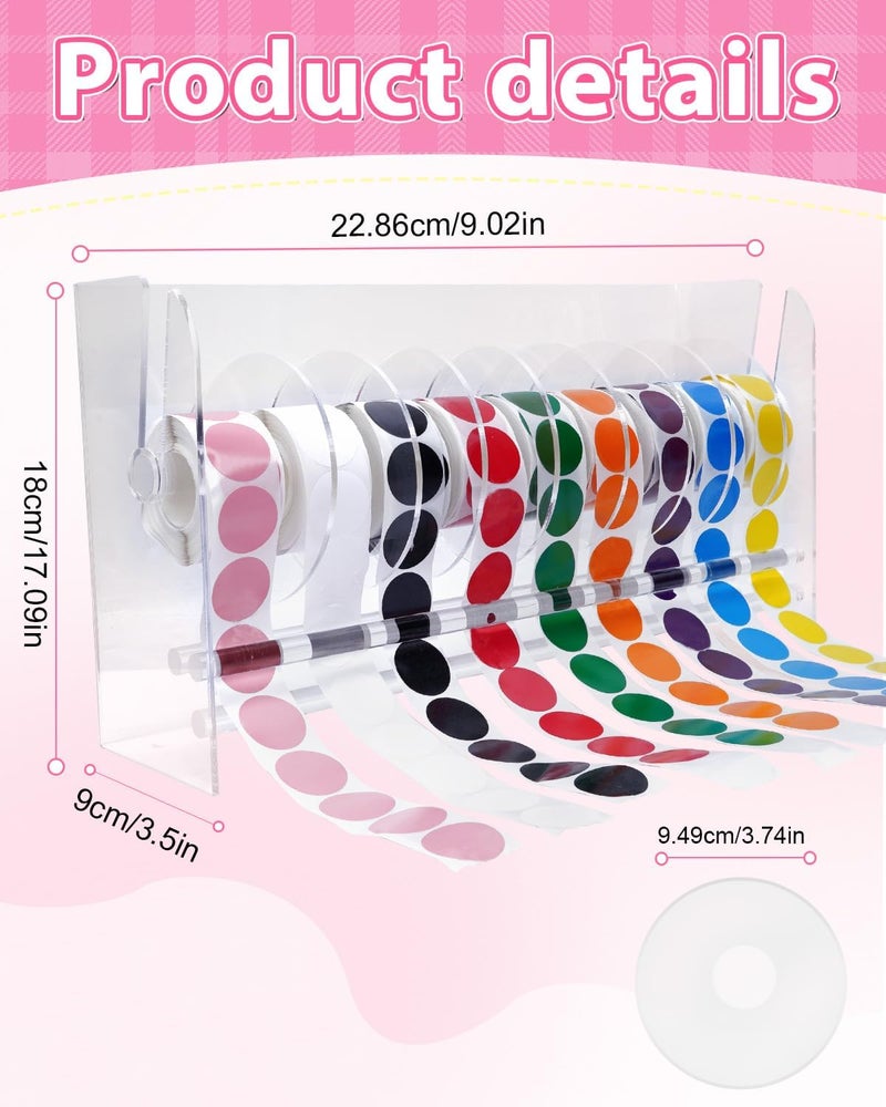 UCEC 9 Disks Sticker Roll Dispenser, Acrylic Label Sticker Holder, Roll Holder Organizer for Small Hand Workers, Offices and Homes - Image 2